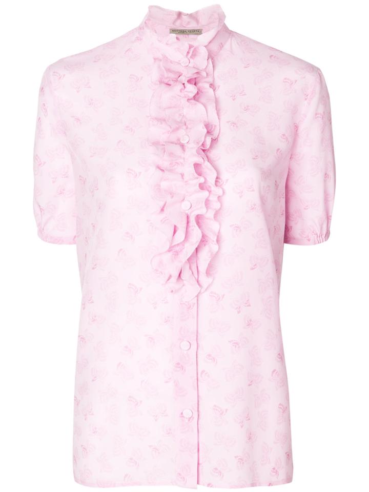 Bottega Veneta Eyewear Butterfly Print Ruffle Shirt - Pink & Purple