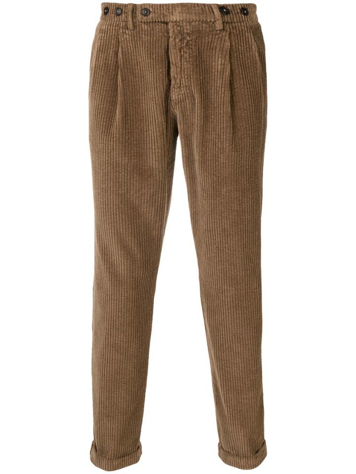 Berwich Corduroy Tapered Trousers - Brown