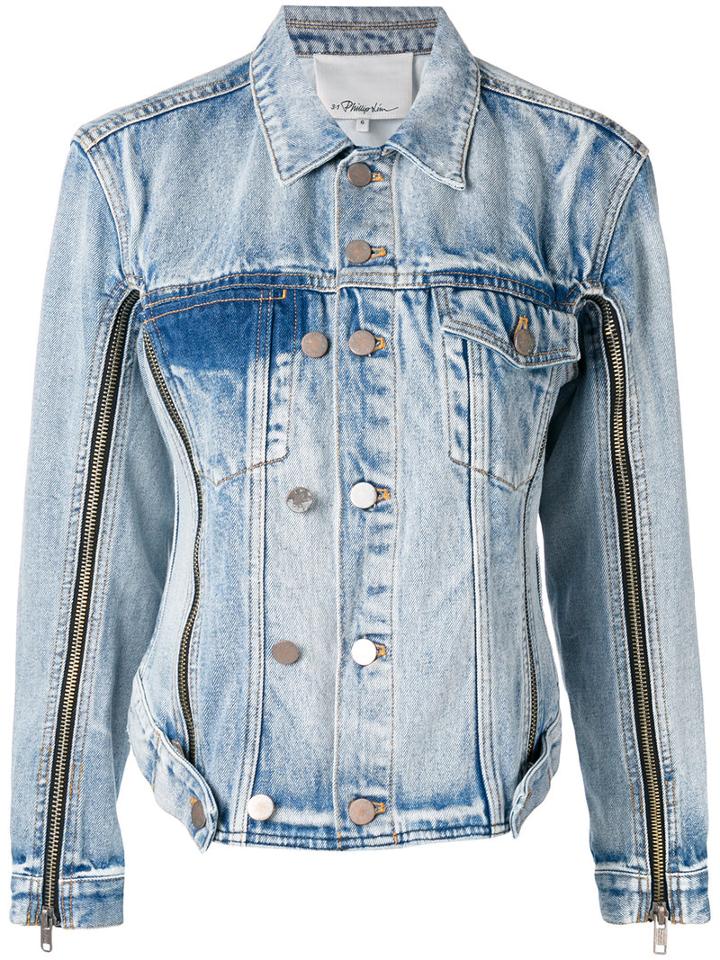 3.1 Phillip Lim - Zip Sleeve Denim Jacket - Women - Cotton - 0, Blue, Cotton