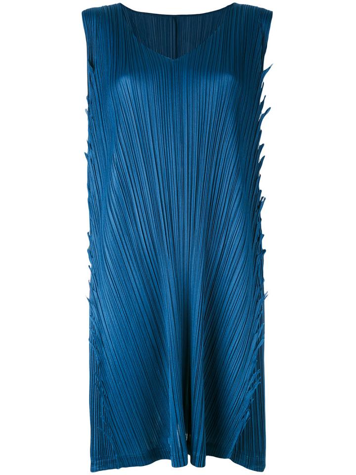 Pleats Please By Issey Miyake - Pleated Shift Dress - Women - Polyester - 3, Blue, Polyester