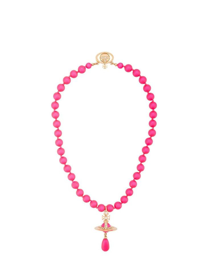 Vivienne Westwood Neon Pearl Choker Necklace - Pink