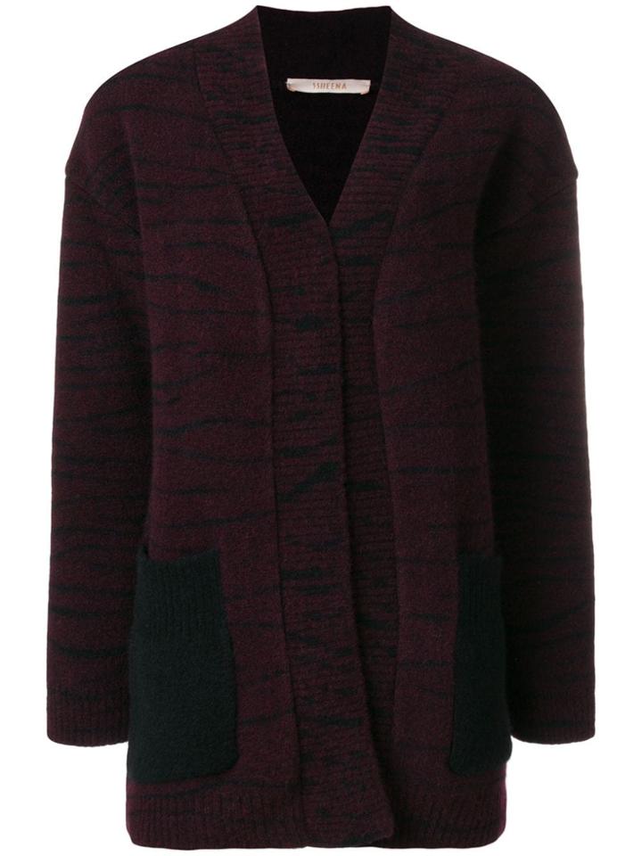 Ssheena Draped Long-sleeve Cardigan - Red