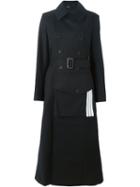 Y-3 Front Pocket Long Trench Coat, Women's, Size: Xxs, Black, Cotton/spandex/elastane/polyester