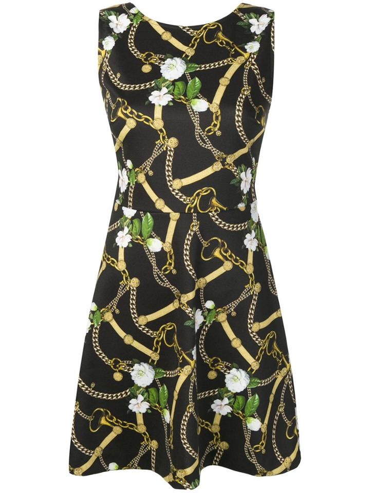 Liu Jo Belt And Chain Print Jersey Dress - Black