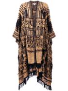 Etro Embroidered Scarf Cape, Women's, Brown, Silk/viscose/cotton