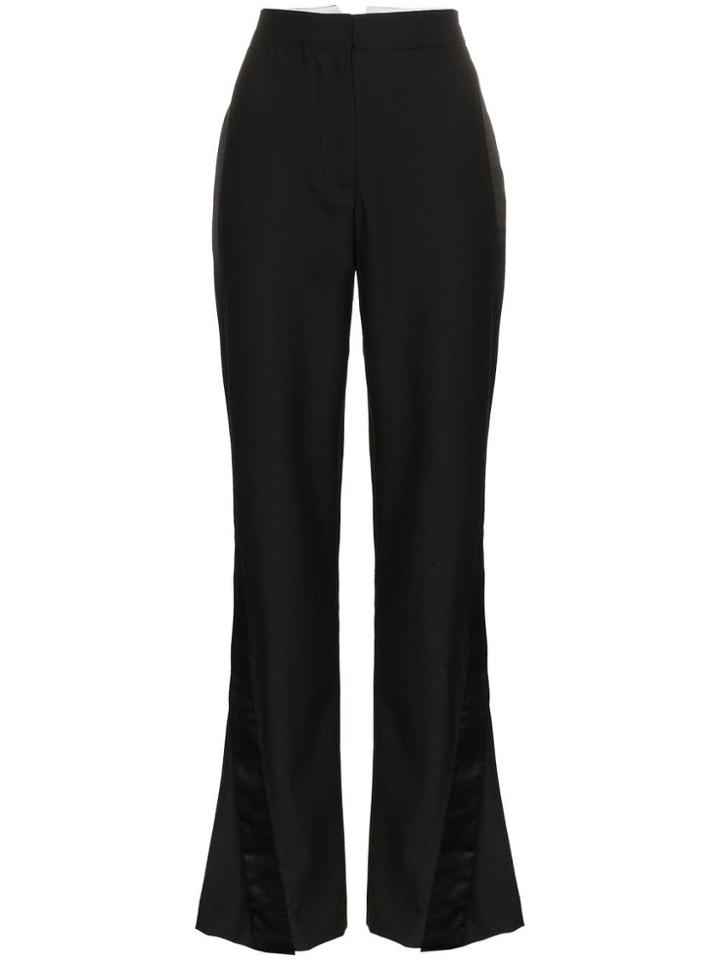 Wright Le Chapelain High Waisted Silk Flared Trousers - Black