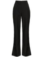 Wright Le Chapelain High Waisted Silk Flared Trousers - Black