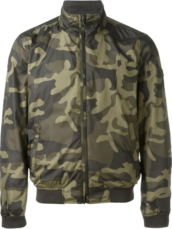 Woolrich Camouflage Reversible Bomber Jacket, Men's, Size: Large, Green, Polyester