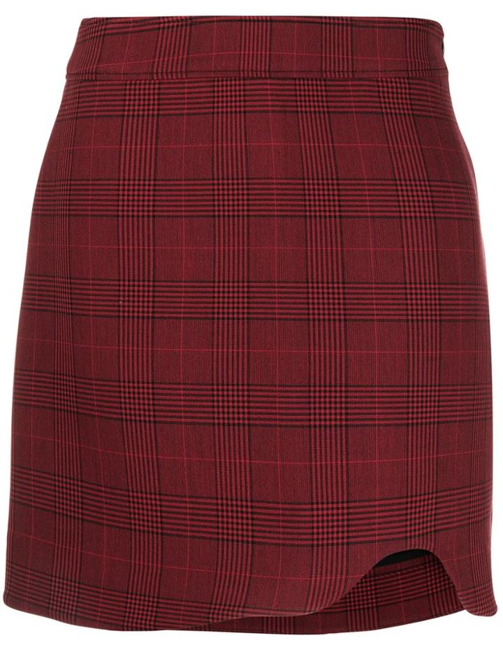 Ganni Checked Asymmetric Skirt - Red