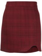 Ganni Checked Asymmetric Skirt - Red