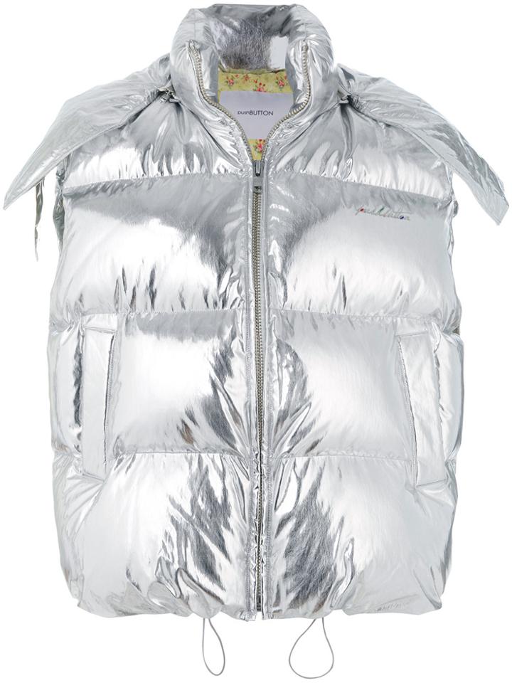 Push Button Metallic Puffer Vest