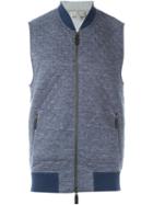 Canali Quilted Gilet, Men's, Size: 52, Blue, Linen/flax/cotton/polyester