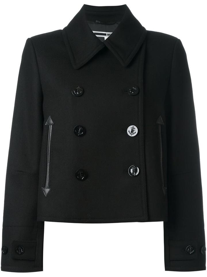 Mcq Alexander Mcqueen Cropped Peacoat, Women's, Size: 40, Black, Polyamide/polyester/viscose/other Fibers