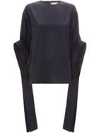 Jw Anderson Ruched Sleeve Top With Tab Details - Blue