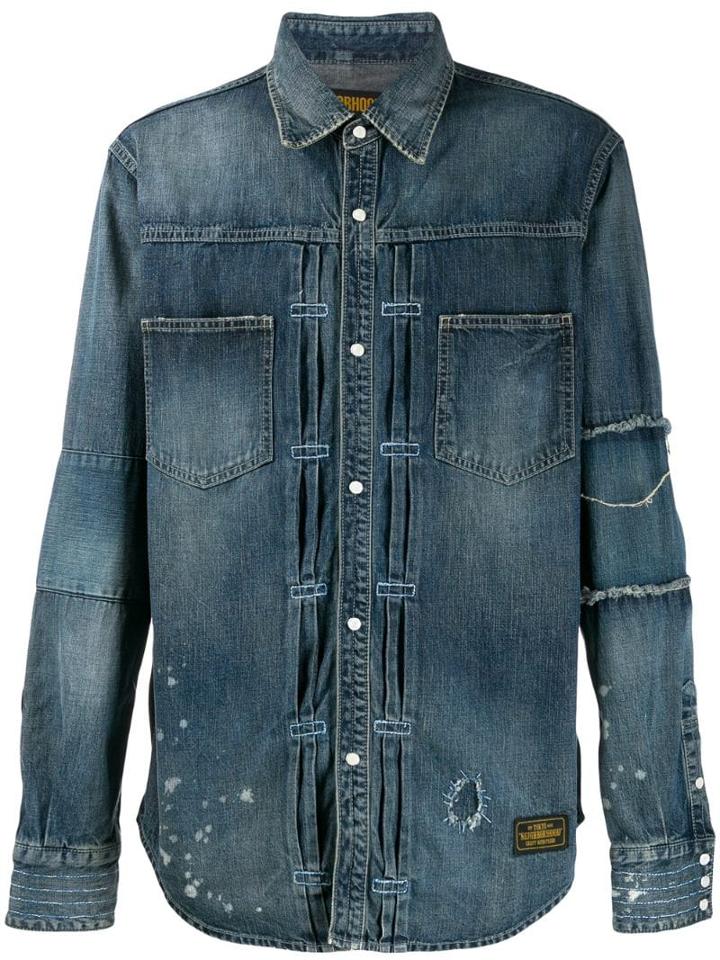 Neighborhood Distressed Detail Shirt Jacket - Blue