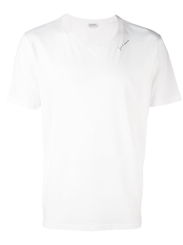 Embroidered T-shirt - Men - Cotton - Xl, White, Cotton, Saint Laurent