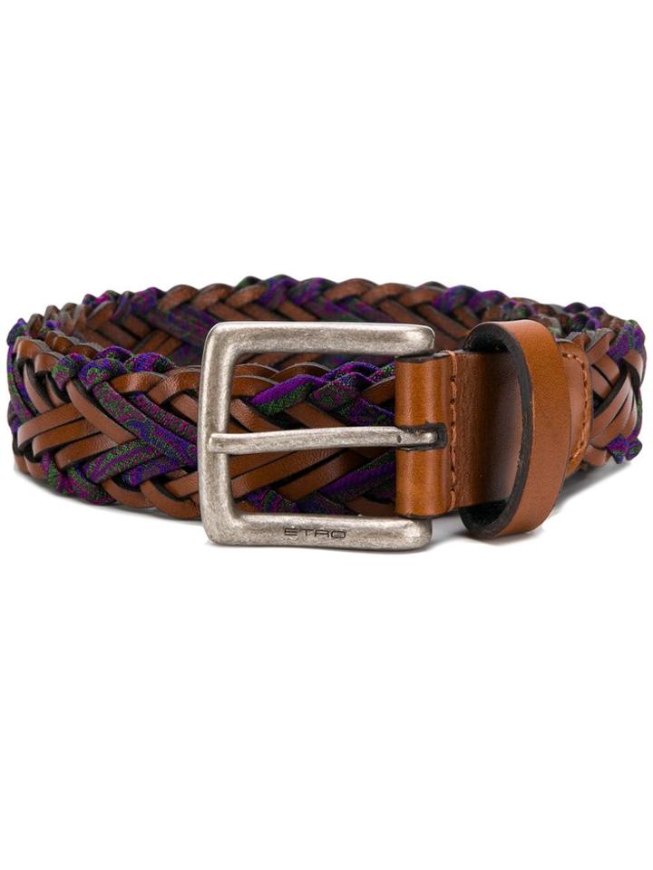 Etro Paisley Print Woven Belt - Brown