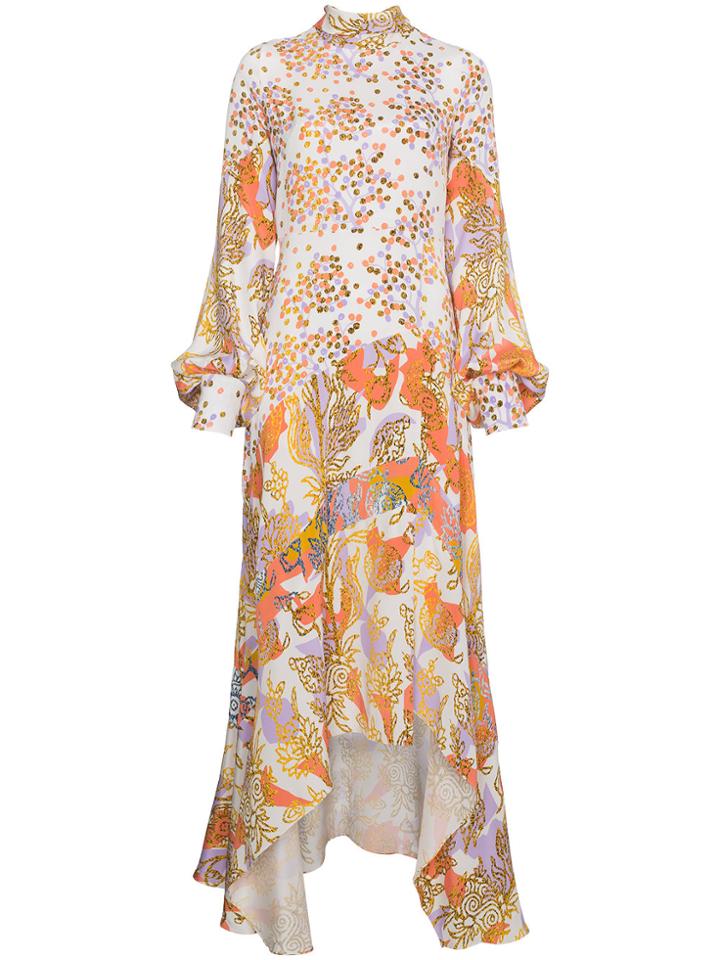 Peter Pilotto Floral Print Asymmetric Silk Dress - Multicolour