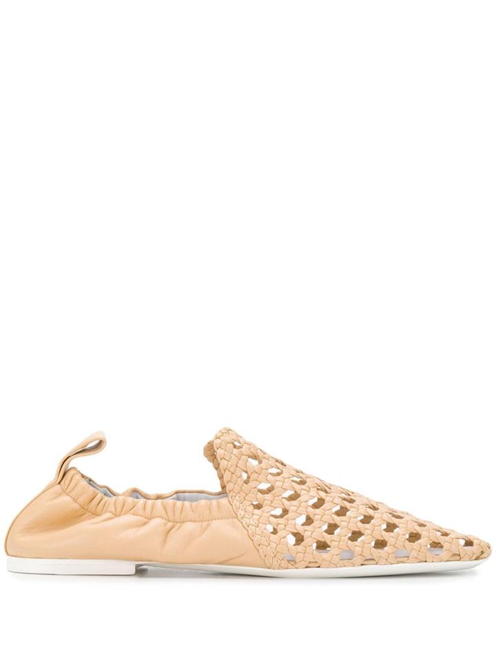 Jil Sander Cut-detail Woven Loafers - Neutrals