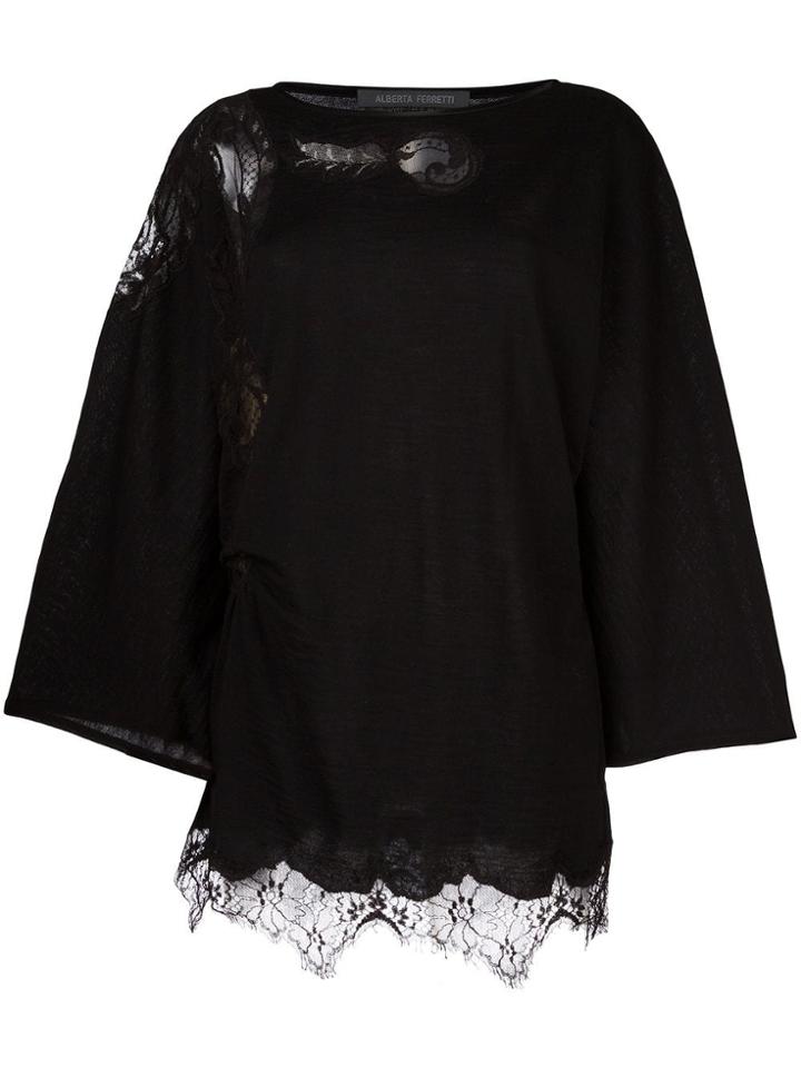 Alberta Ferretti Cut-off Detailing Flared Blouse - Black