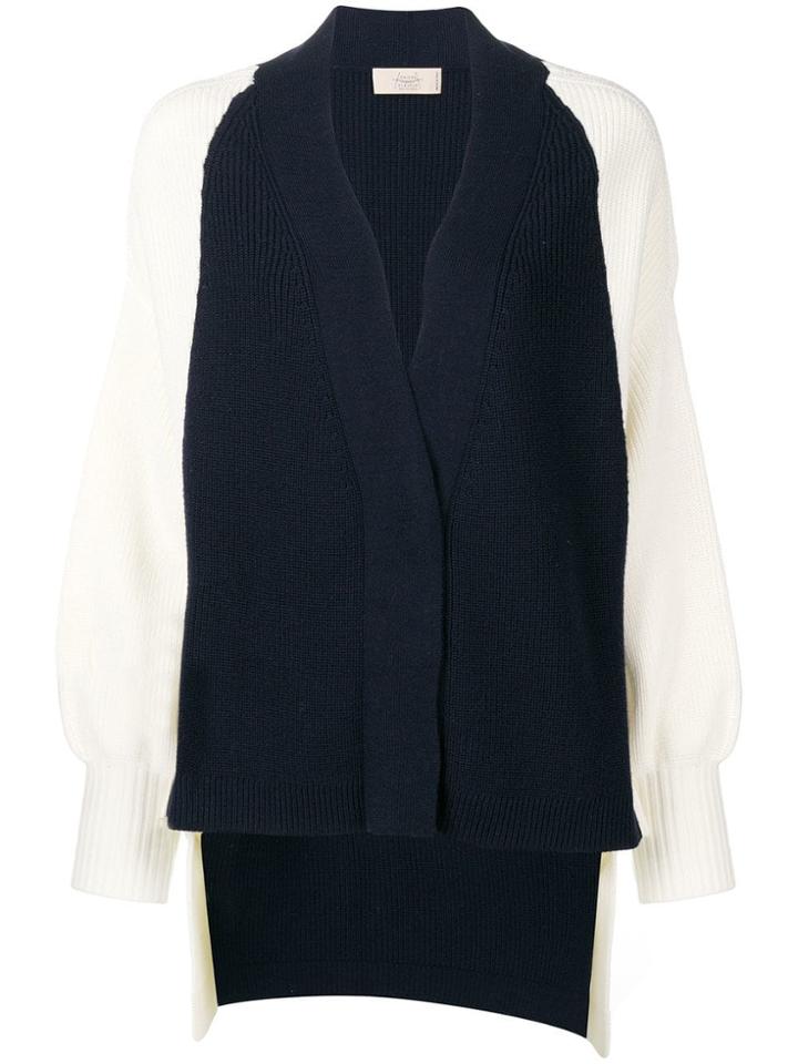 Maison Flaneur Contrast Sleeve Cardigan - White