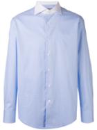 Canali - Contrast Collar Micro Print Shirt - Men - Cotton - 41, Blue, Cotton