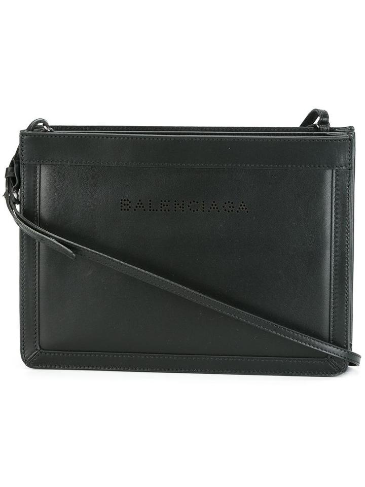 Balenciaga Navy Clutch, Women's, Black, Lamb Skin