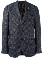 Lardini Three Button Blazer, Men's, Size: 54, Blue, Silk/cotton/acrylic/wool