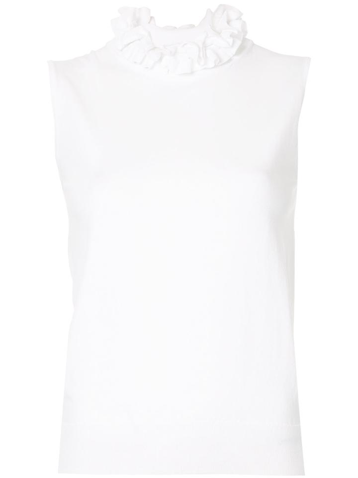 Le Ciel Bleu Frill Neck Knitted Top - White