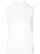 Le Ciel Bleu Frill Neck Knitted Top - White