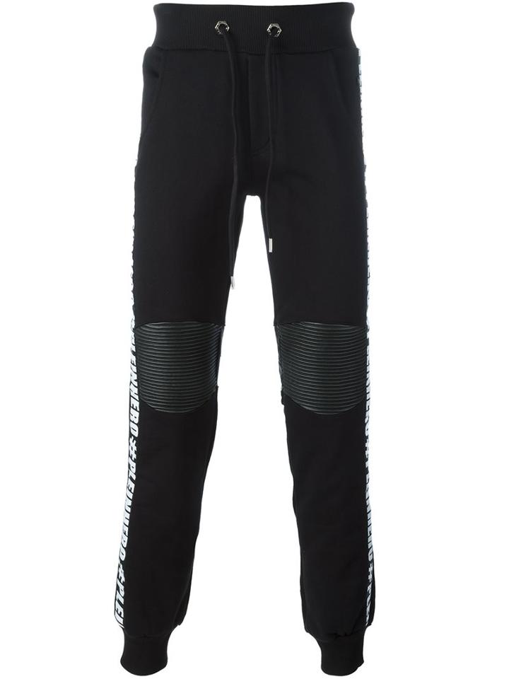 Philipp Plein 'plein Hero' Track Pants, Men's, Size: Large, Black, Cotton/polyurethane/polyester
