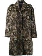 Rochas Zebra Print Coat, Women's, Size: 40, Brown, Polyamide/alpaca/virgin Wool