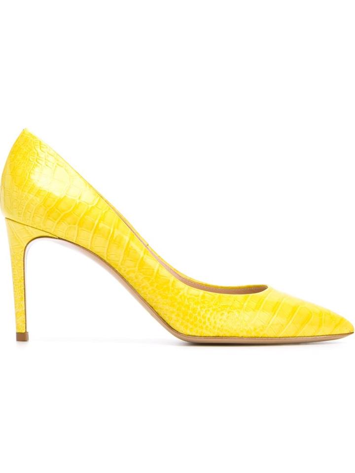Casadei Pointed Toe Pumps, Women's, Size: 40, Yellow/orange, Leather/patent Leather