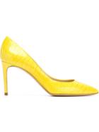 Casadei Pointed Toe Pumps, Women's, Size: 40, Yellow/orange, Leather/patent Leather