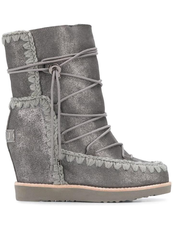 Mou Mou Fw151001b Eskimo French Toe Duiro Leather/fur/exotic