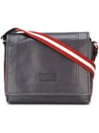 Bally Striped Strap Shoulder Bag, Men's, Grey, Calf Leather