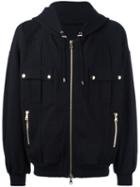 Balmain Hooded Jacket, Men's, Size: Large, Black, Cotton