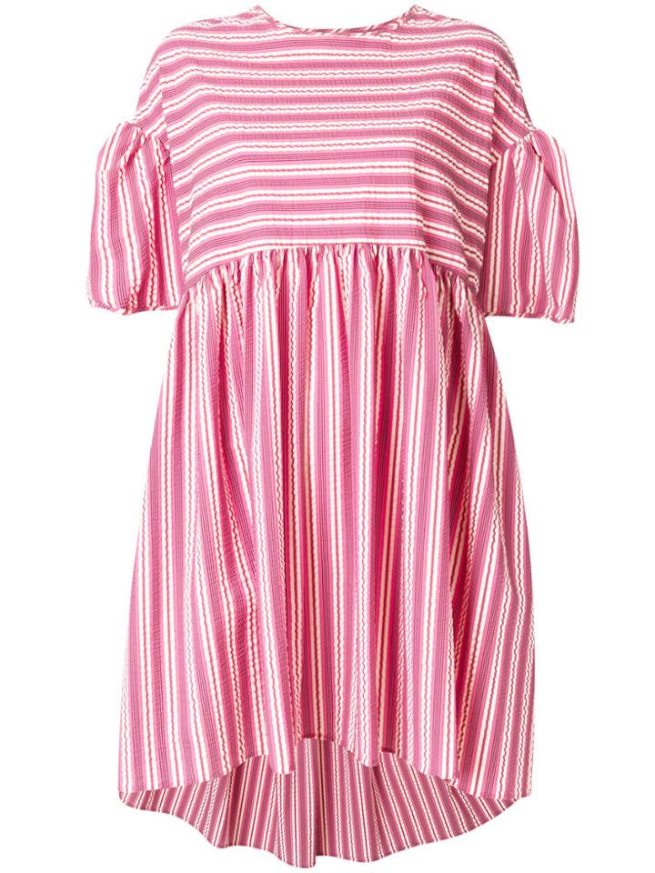 Henrik Vibskov Striped Dress With Puff Sleeves - Pink & Purple