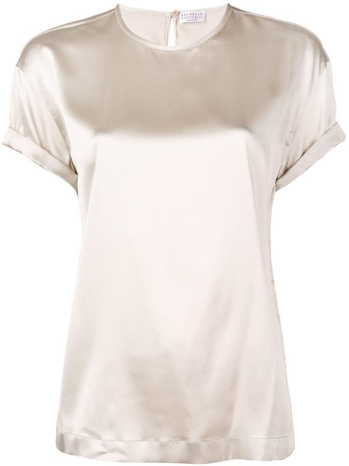 Brunello Cucinelli Short-sleeve Silk Blouse - Neutrals