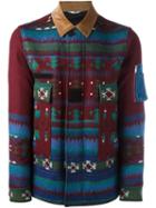 Valentino Geometric Print Jacket, Men's, Size: 50, Red, Cotton/wool
