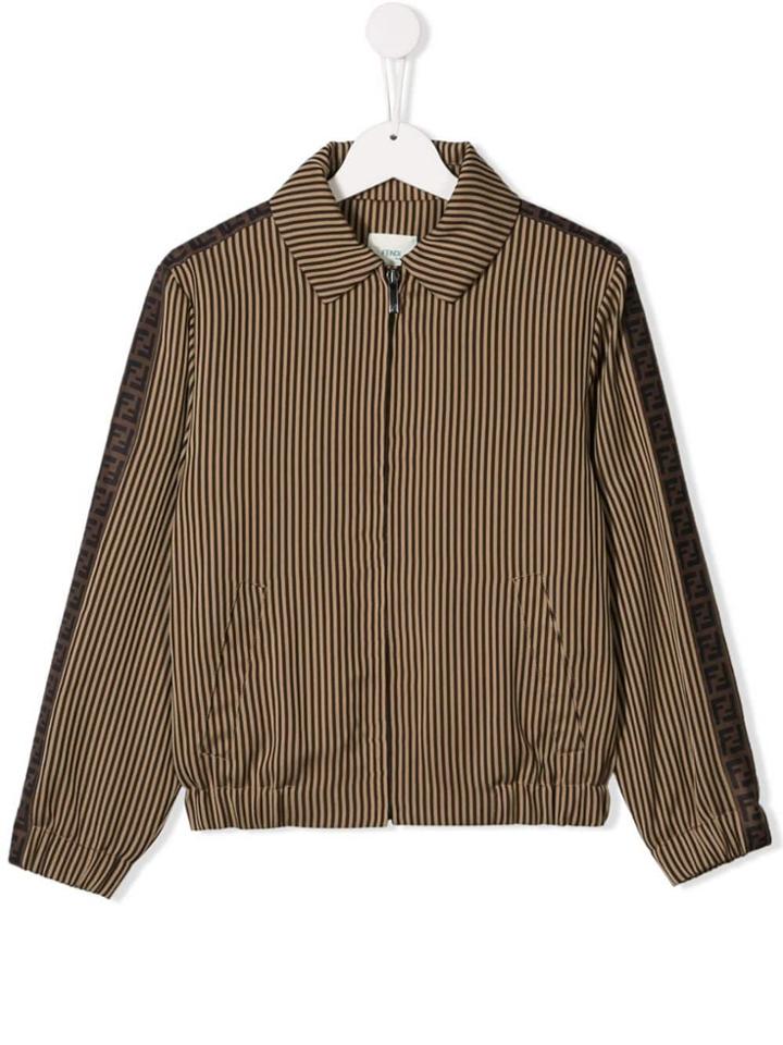 Fendi Kids Striped Jacket - Brown