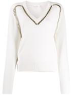 Chloé Embellished Knitted Jumper - White