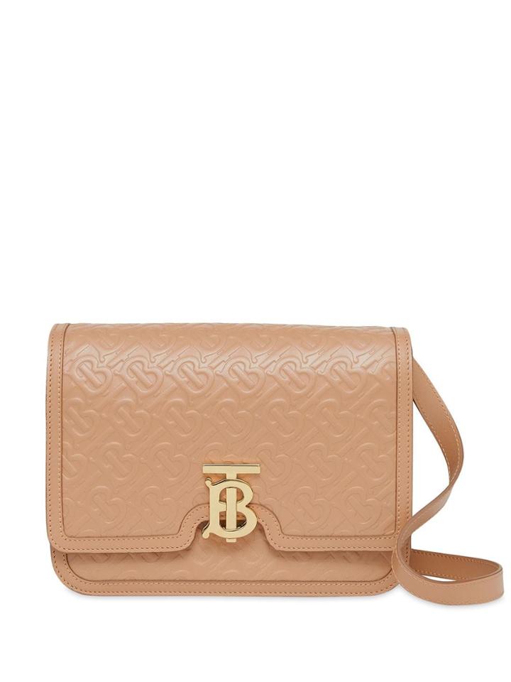 Burberry Medium Monogram Leather Tb Bag - Brown