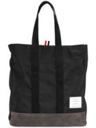 Thom Browne Unstructured Tote Bag In Nylon And Suede - Black