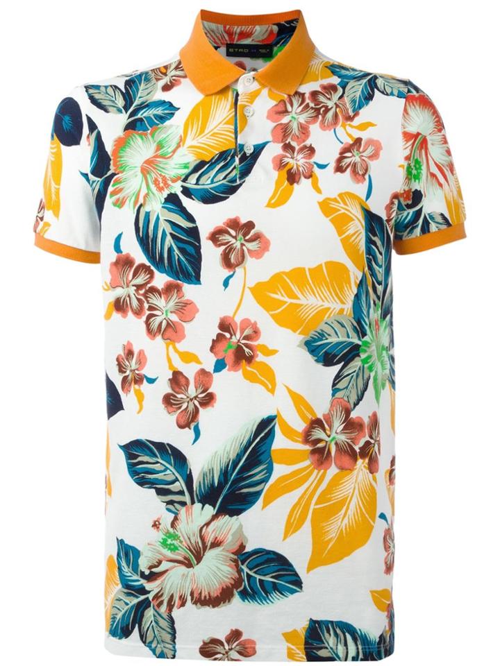 Etro Floral Print Polo Shirt - White