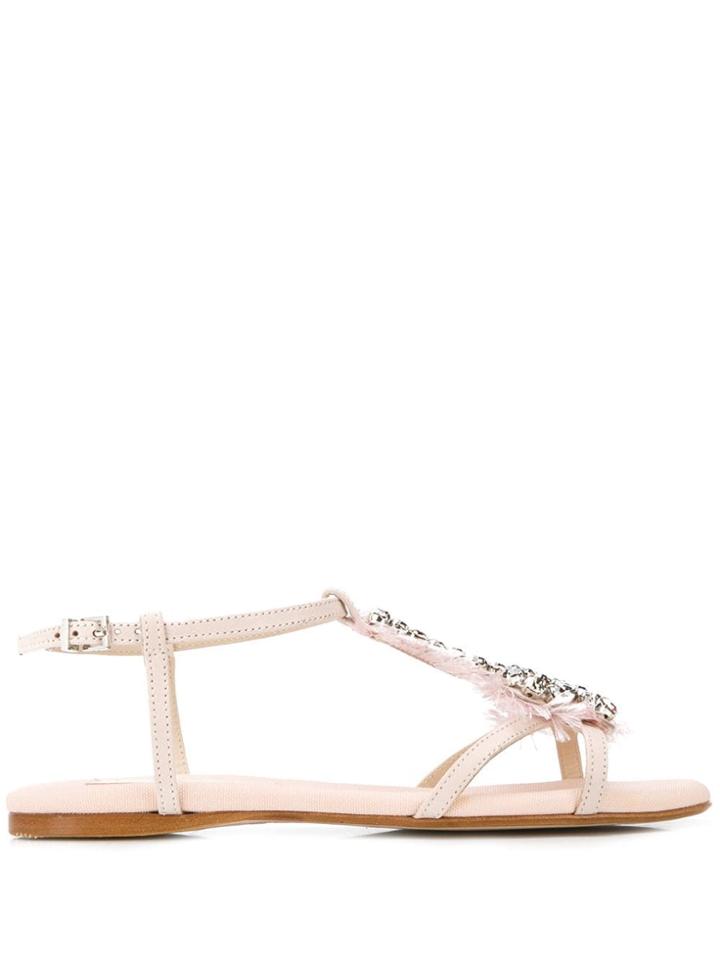 Anna Baiguera Crystal Embellished Sandals - Pink