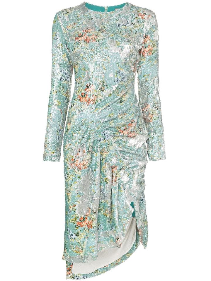 Preen By Thornton Bregazzi Daisy Sequin Ruched Midi Dress -
