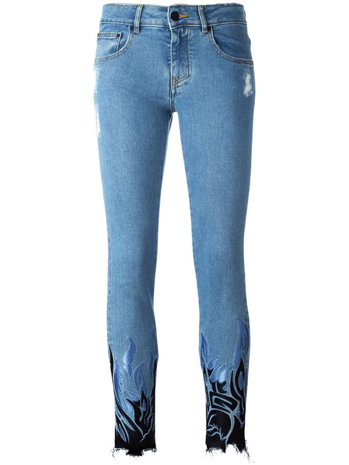 Filles A Papa 'austin Flames' Skinny Jeans, Women's, Size: 26, Blue, Cotton/spandex/elastane