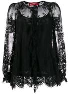 Guardaroba Sheer Blouse With Lace Inserts - Black