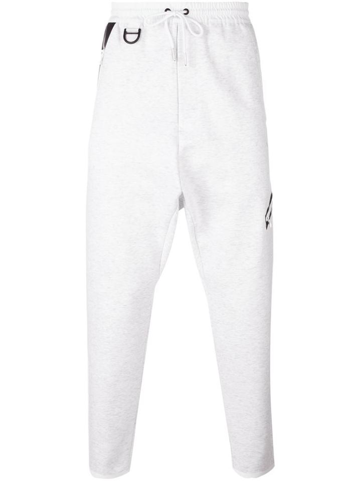 Y-3 Zip Detail Drop Crotch Trousers, Men's, Size: Xl, White, Cotton/polyester